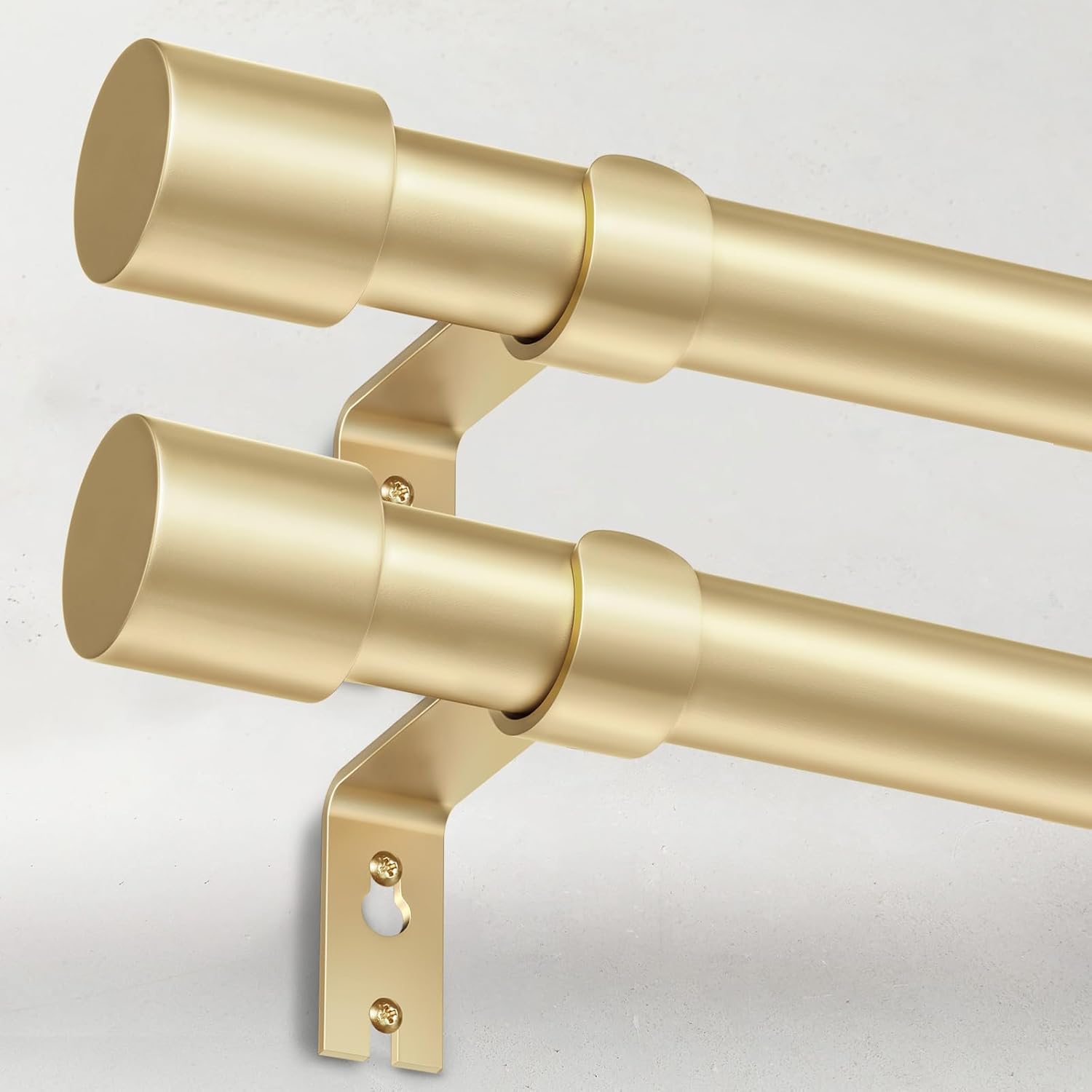 2 Pack Adjustable Gold Curtain Rods for Windows 48 to 84 Inch