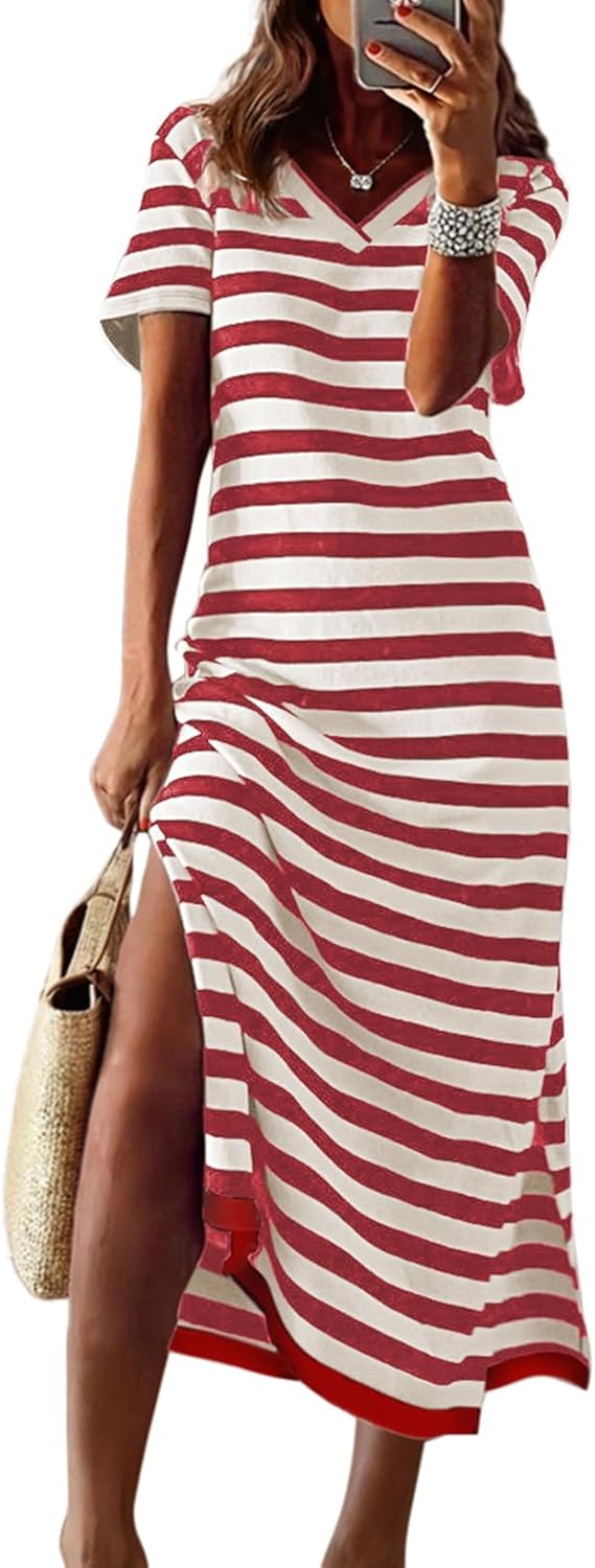Dokotoo Summer Dress Casual Womens Fashion Short Sleeve Maxi Dress