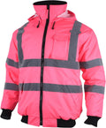 Hi Vis Reflective Safety Winter Bomber Jacket Hoodie for Women - Warm