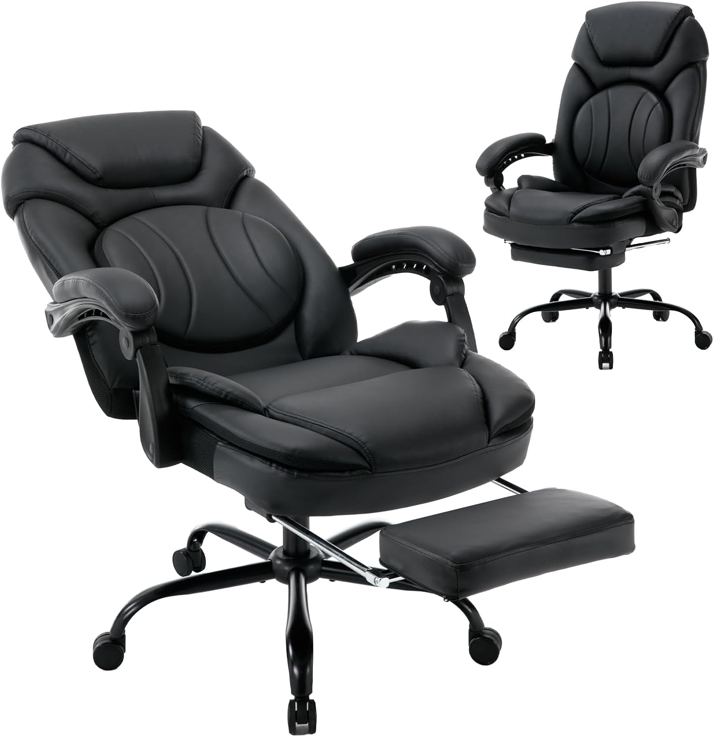 350lbs Reclining Office Desk Chair with Back Support and Footrest