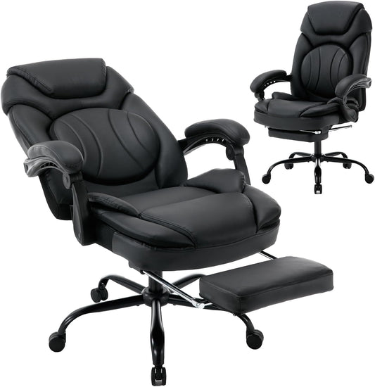 350lbs Reclining Office Desk Chair with Back Support and Footrest