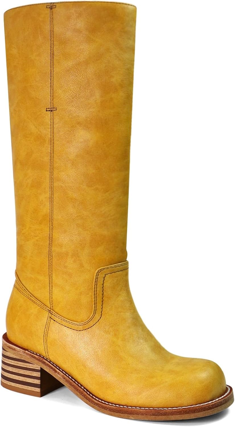 Stylish Square Toe Knee High Boots for Women with Chunky Heel