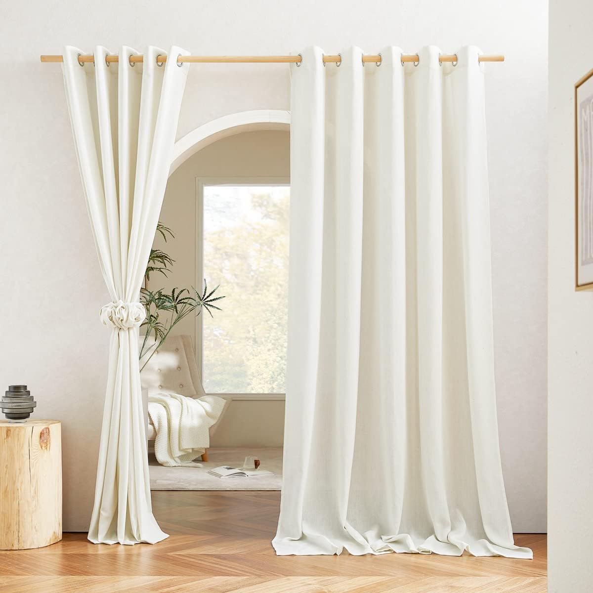 NICETOWN Flax Linen Room Divider Curtains for Stylish Privacy