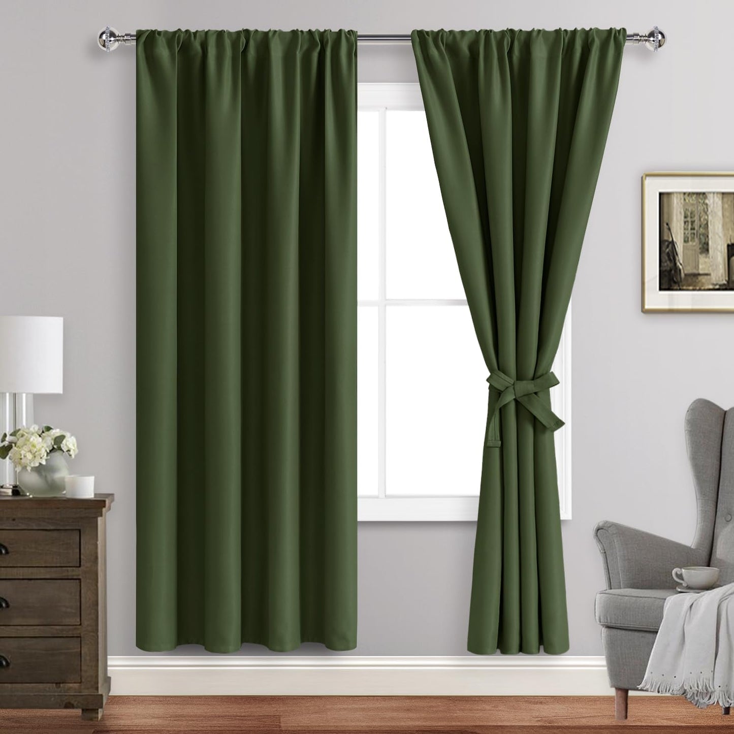 JIUZHEN Blackout Curtains for Bedroom Thermal Insulated Noise Reducing