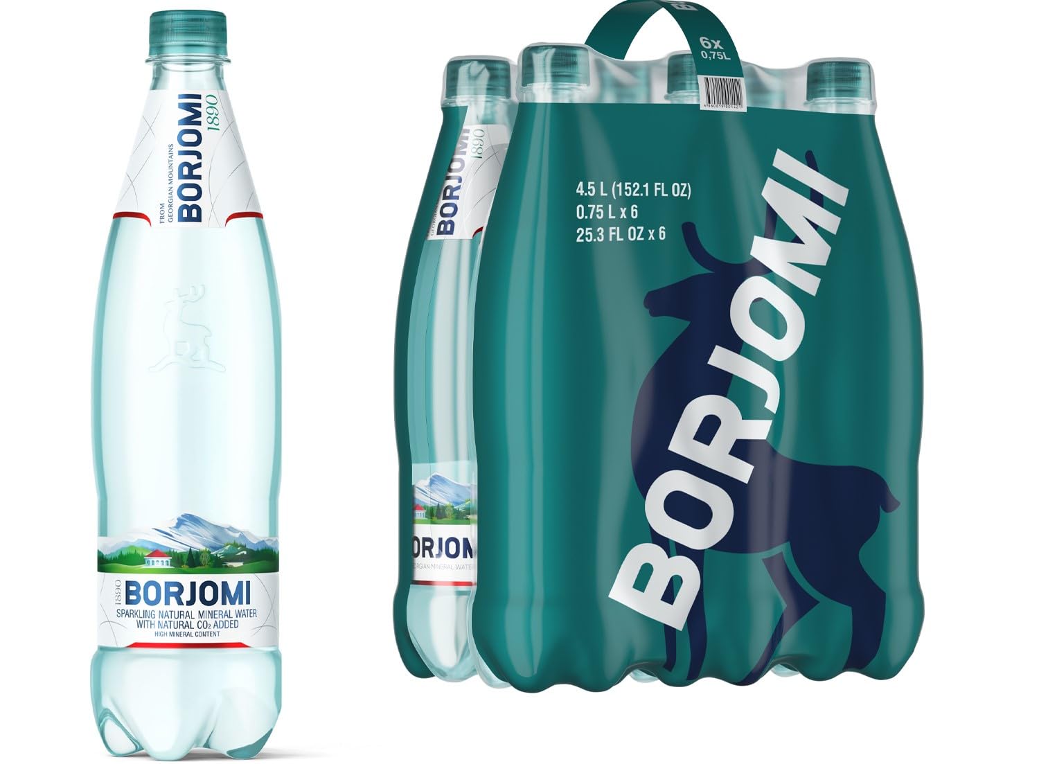 BORJOMI Sparkling Water, 25.3 fl oz (Pack of 6)
