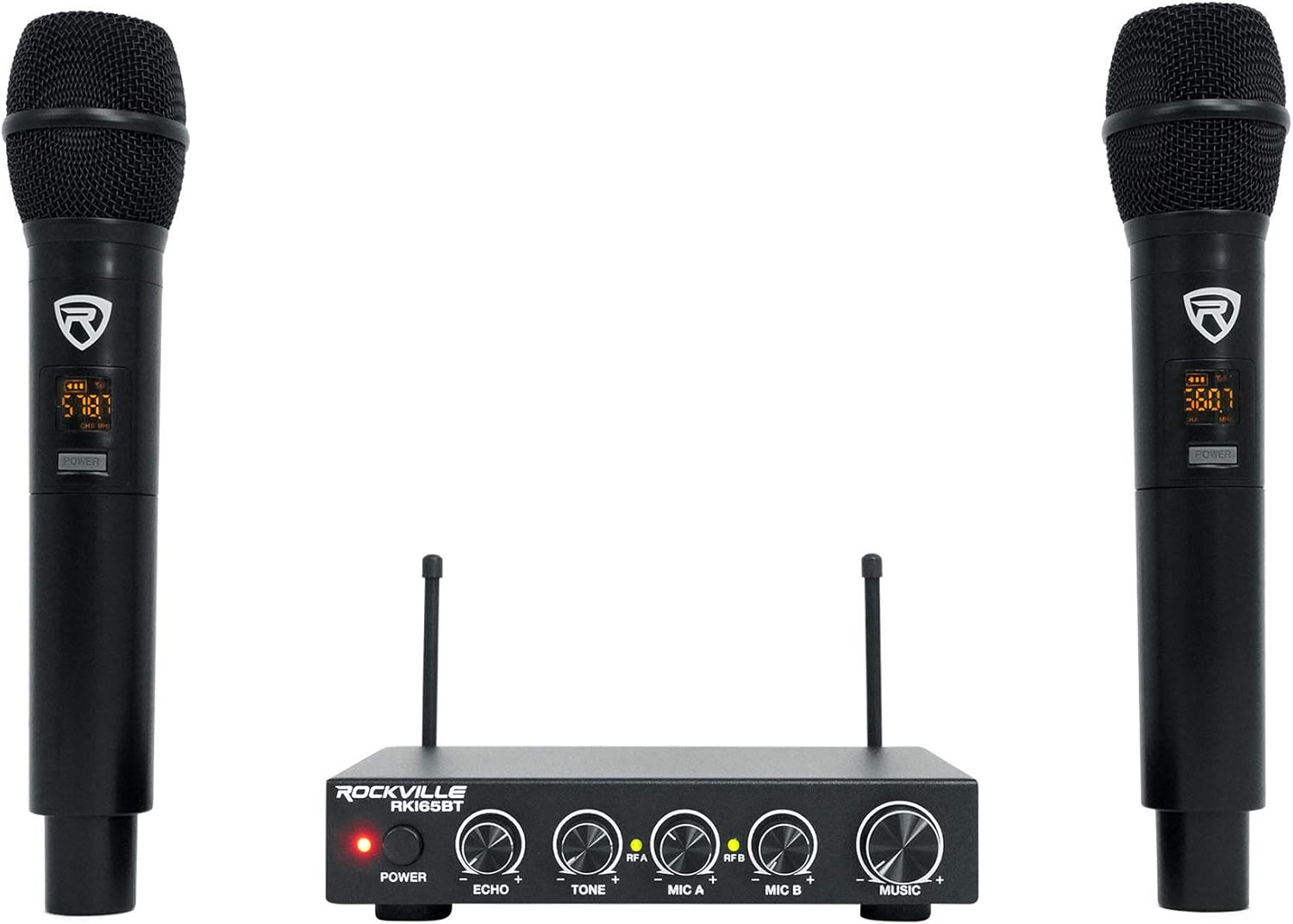 Rockville RKI65BT Wireless Microphones for Karaoke and Parties