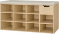 Shoe Storage Bench with Cushion and Drawer - 11 Cubby Entryway Seat