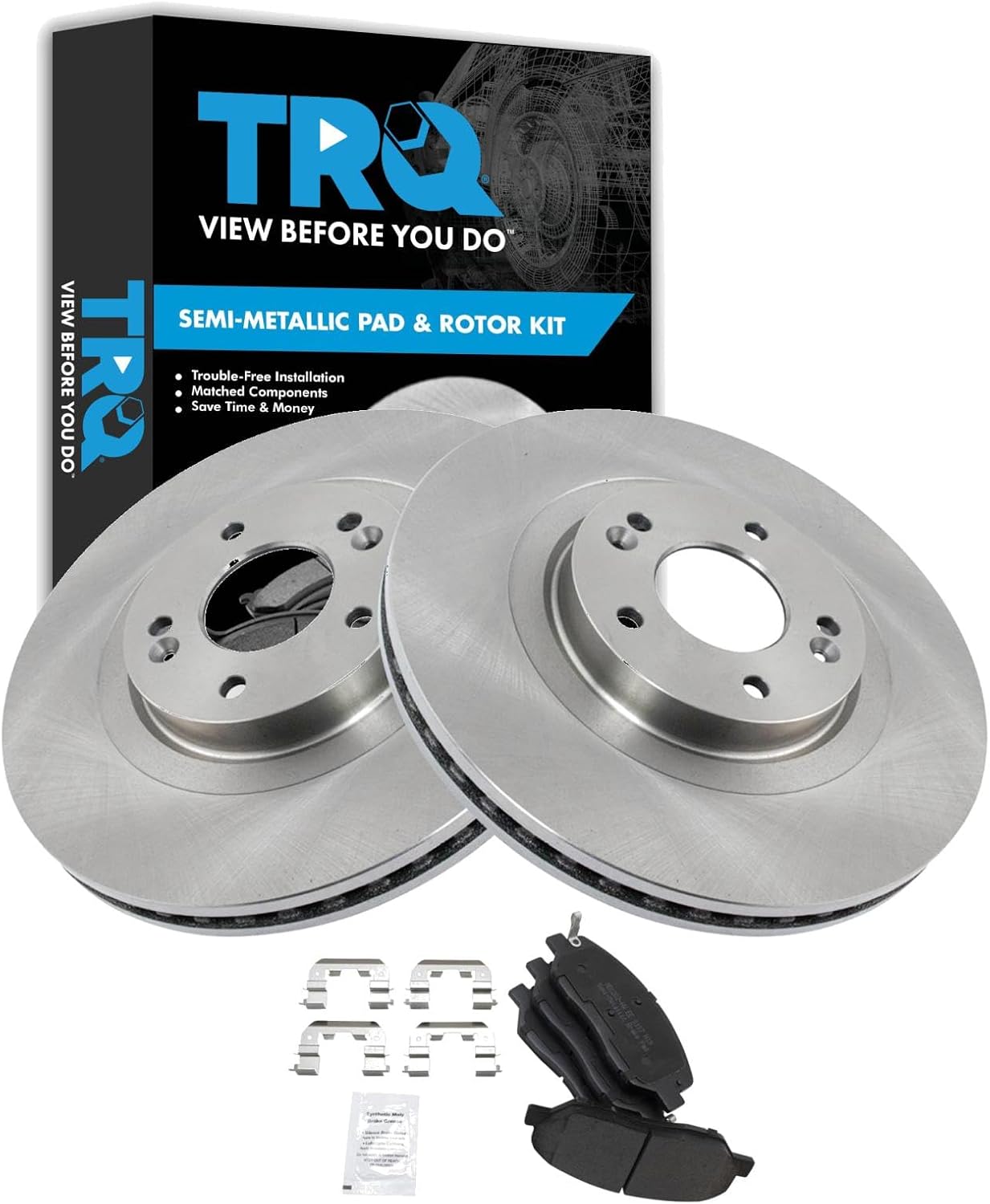 TRQ Front Brake Pad & Rotor Kit for 2013-2016 Hyundai Santa Fe