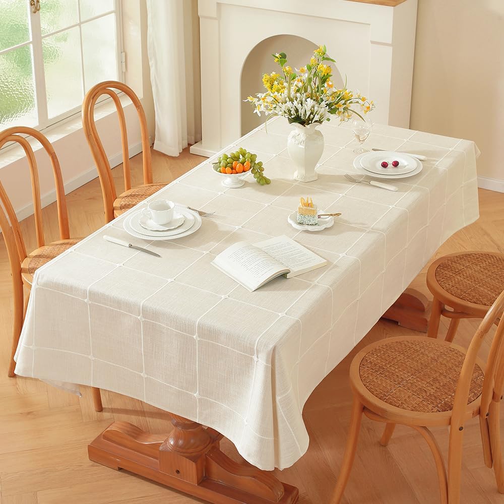 Zobesta Linen Table Cloth for Rectangle Tables, 53 x 120 in
