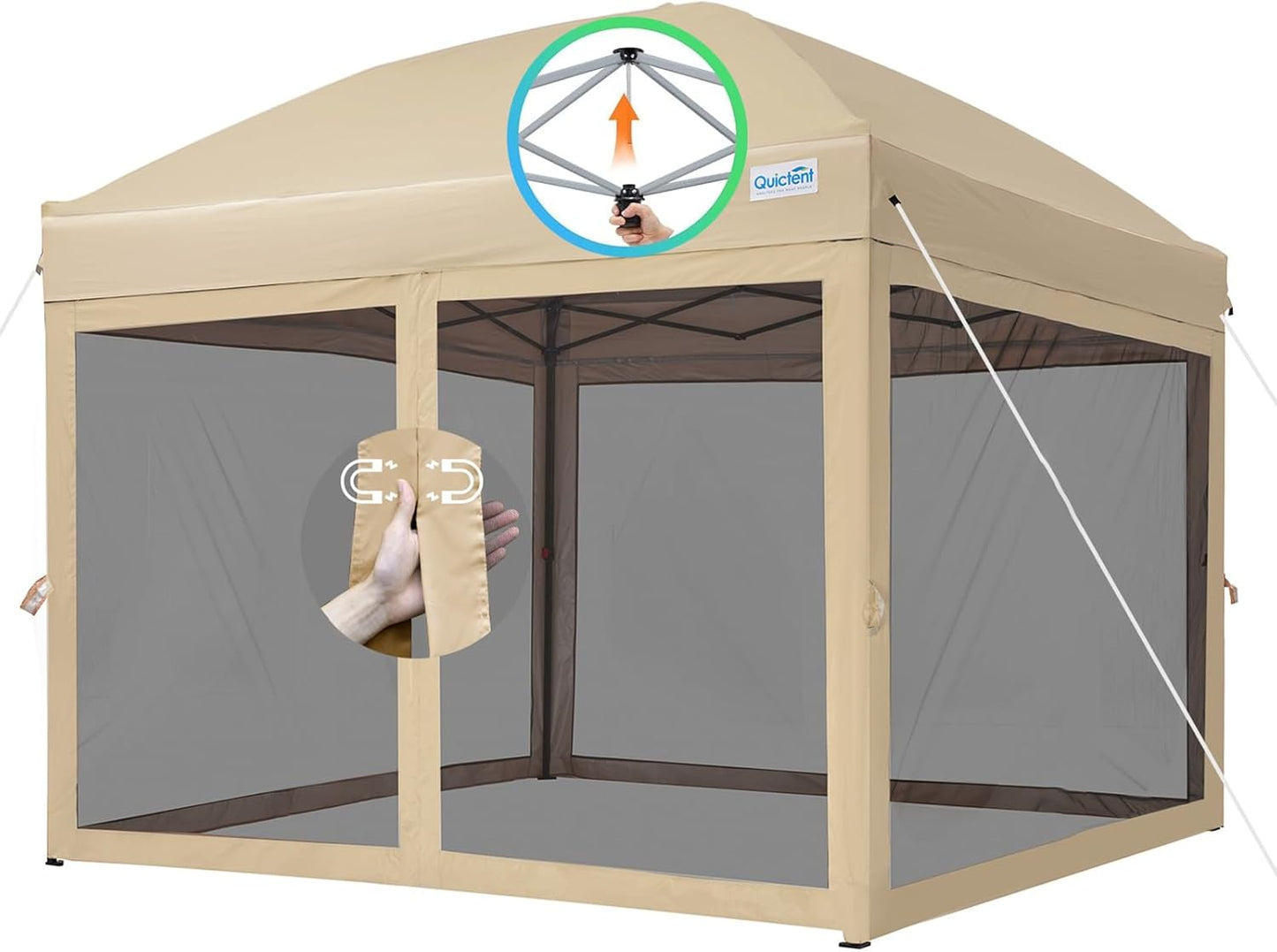 Quictent 10x10 Pop up Canopy Tent with Magnetic Doors for Easy Use