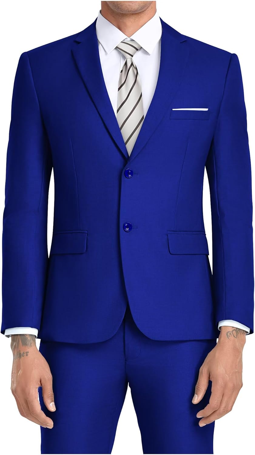JPF Men's 2 Piece Slim Fit Suit Set with Tie for Any Occasion