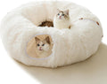 HIPIPET Winter Plush Cat Tunnel Bed for Indoor Cats Fun Play
