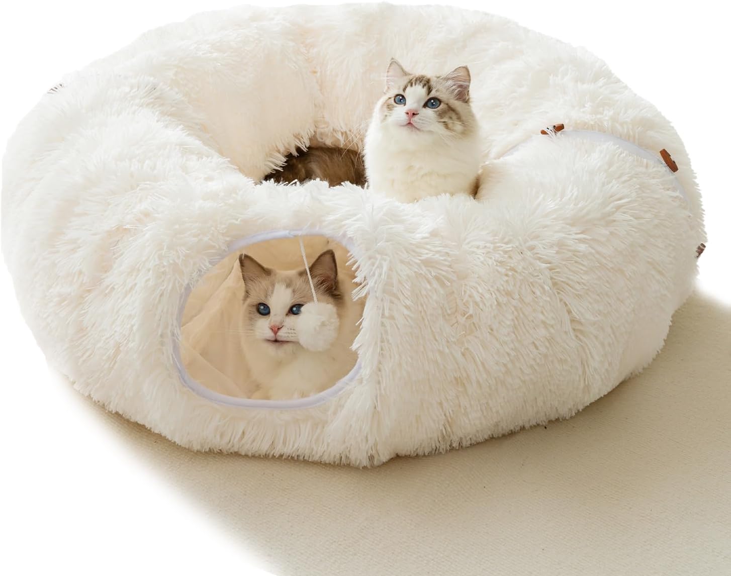 HIPIPET Winter Plush Cat Tunnel Bed for Indoor Cats Fun Play