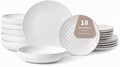 18-Piece Embossed Ceramic Dinnerware Set - Elegant Durable Tableware