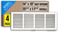 Fits 24x10 Duct Opening Steel Return Air Grille 4 Pack - Quiet