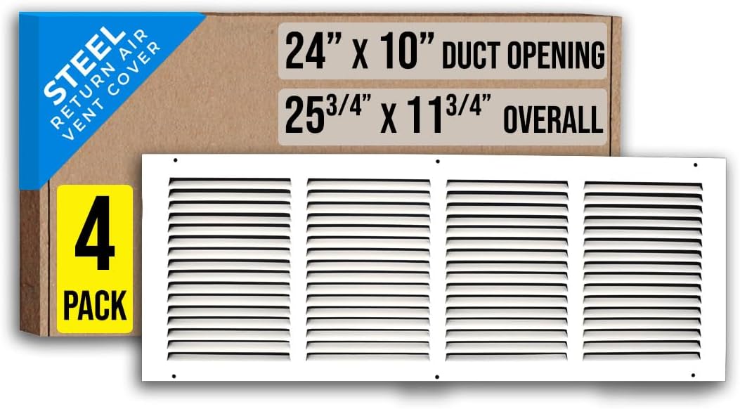 24x10 Steel Return Air Grille for Sidewall and Ceiling Use