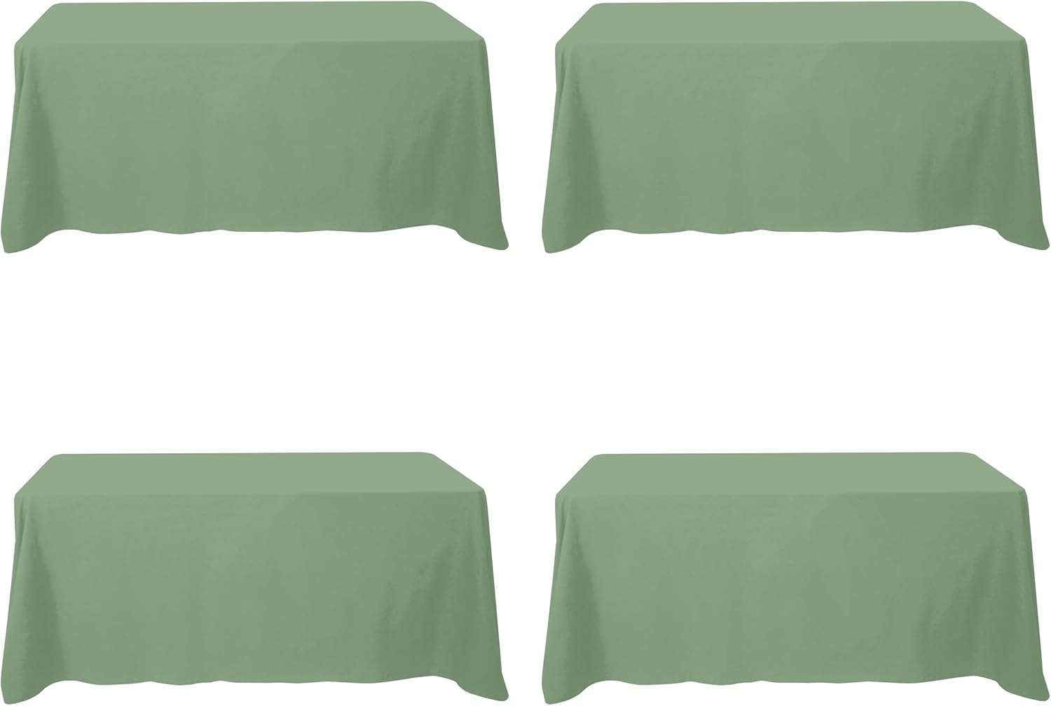 Sage Green Tablecloths for 6 Foot Rectangle Tables - 4 Pack