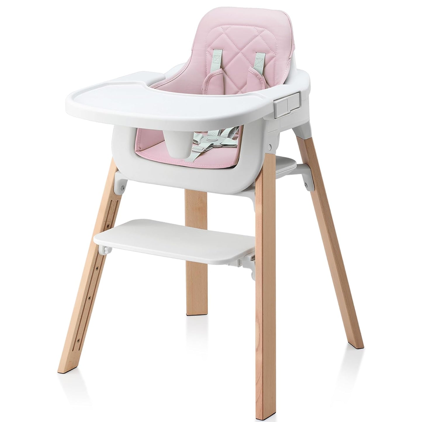 Convertible Wooden Baby HighChair in Pink