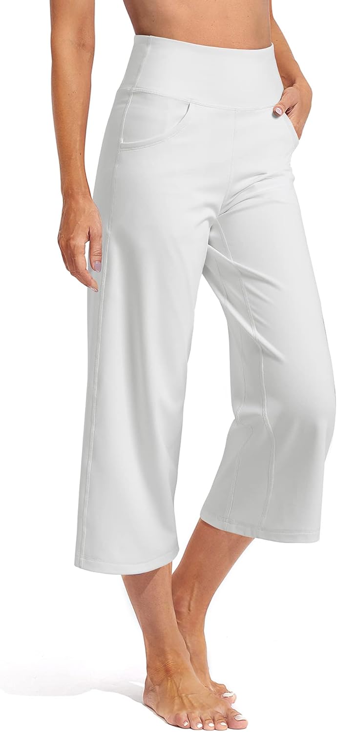 Promover Capri Pants for Women - Wide Leg Yoga Cropped Pants