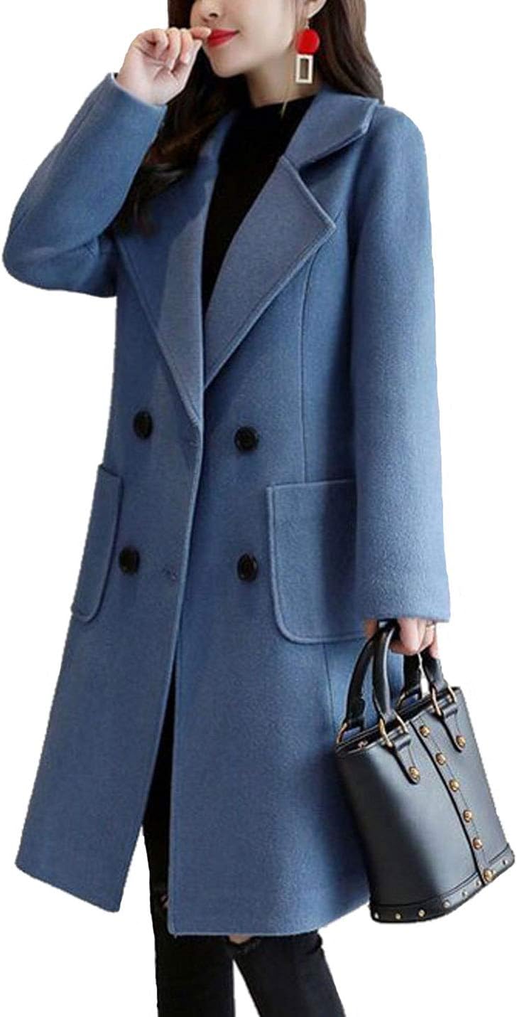 Stylish Women Winter Wool Blend Camel Mid-Long Coat for Elegance