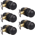 KNOBWELL 5 Pack Bronze Passage Door Knobs - Durable Interior Set
