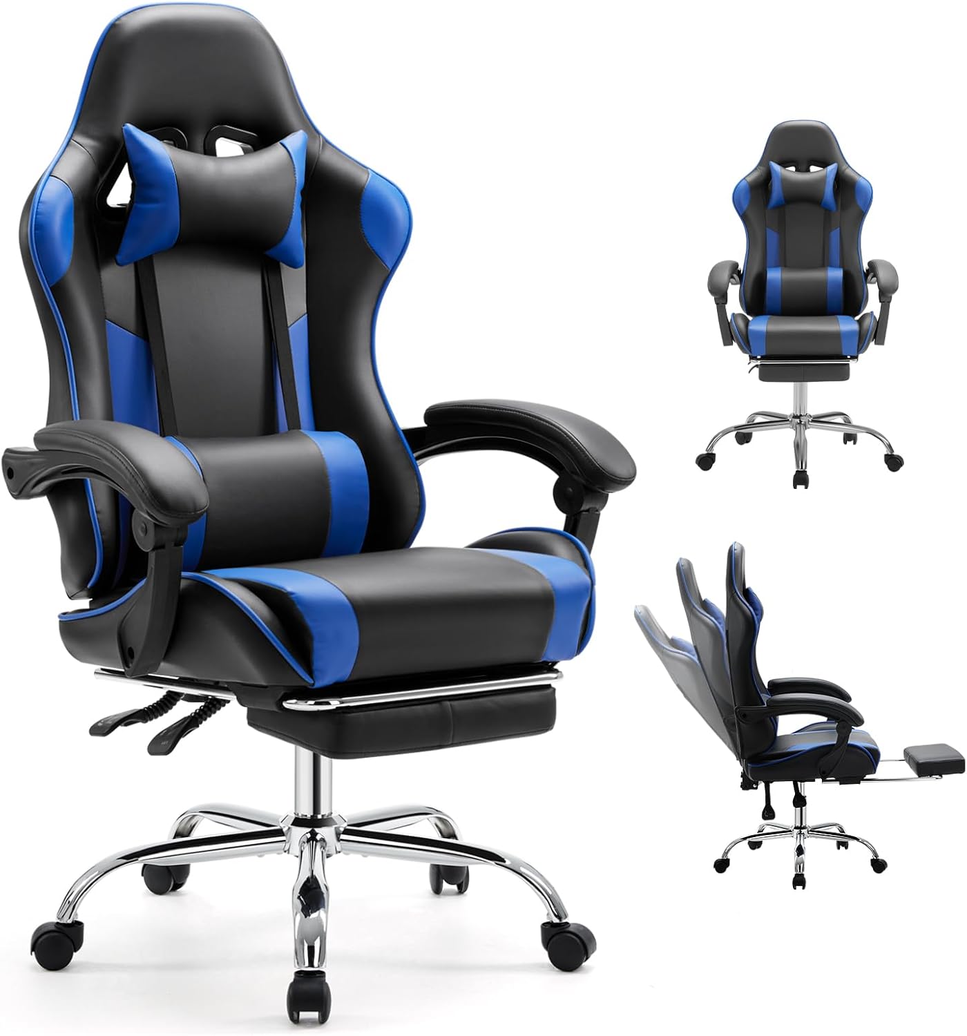 DUMOS Ergonomic Gaming Office Desk Chair with Footrest & Headrest