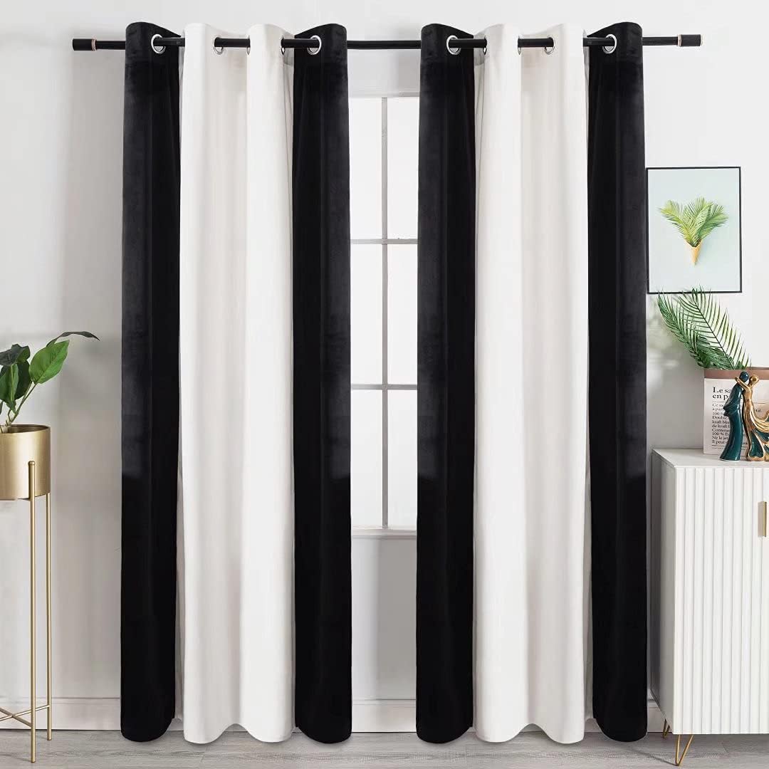 Victree Blackout Velvet Curtains - Room Darkening Grommet Drapes