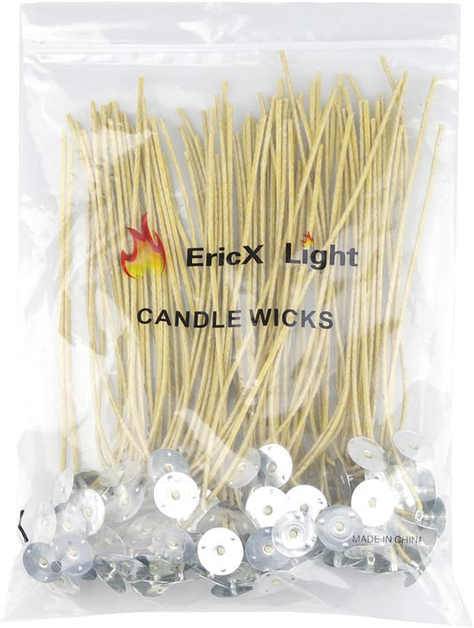 100 Organic Hemp Candle Wicks, Pre-Waxed for Candle Making