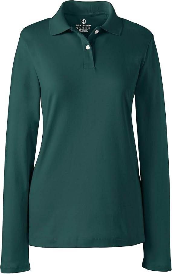 Lands' End Women's Long Sleeve Feminine Fit Interlock Polo Shirt