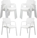 CLATINA Stacking Office Chairs Mesh Back and Leather Seat - Set of 8