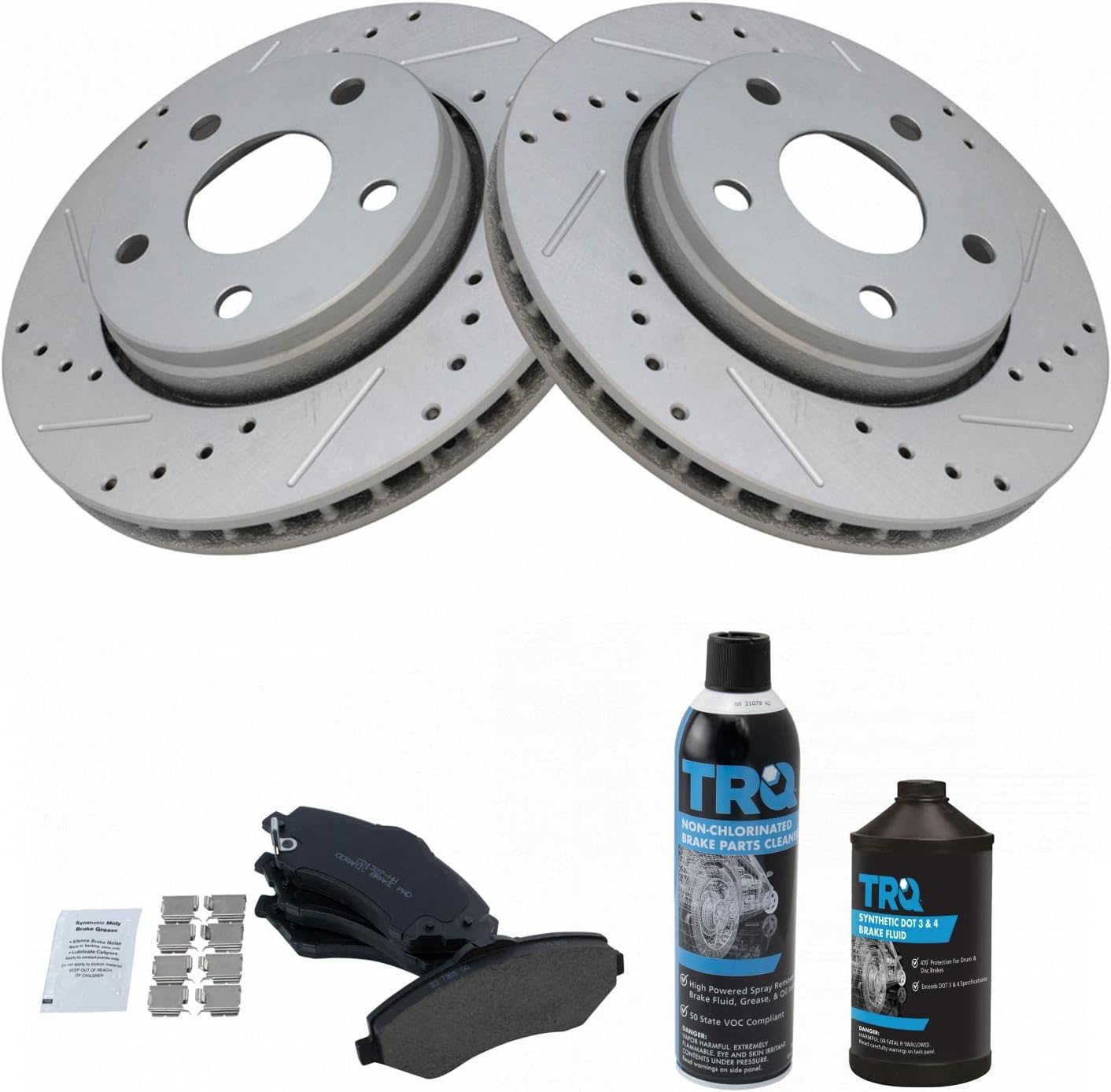 TRQ Front Performance Brake Pad & Rotor Kit for Jeep Wrangler