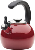 Circulon Enamel on Steel Whistling Teakettle 2 Quart - Durable Red