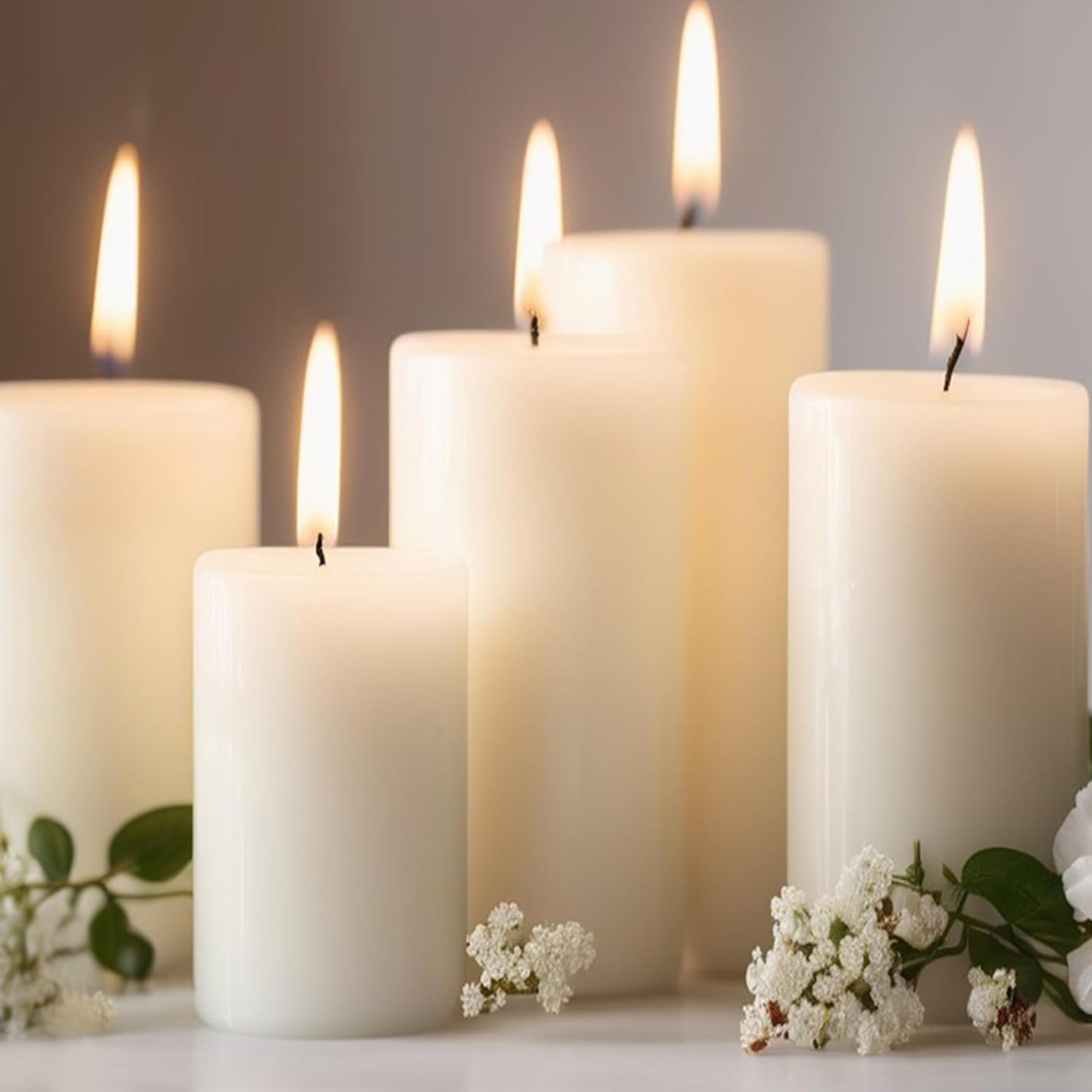 Unscented Pillar Candles Bulk Set of 6 for Any Occasion