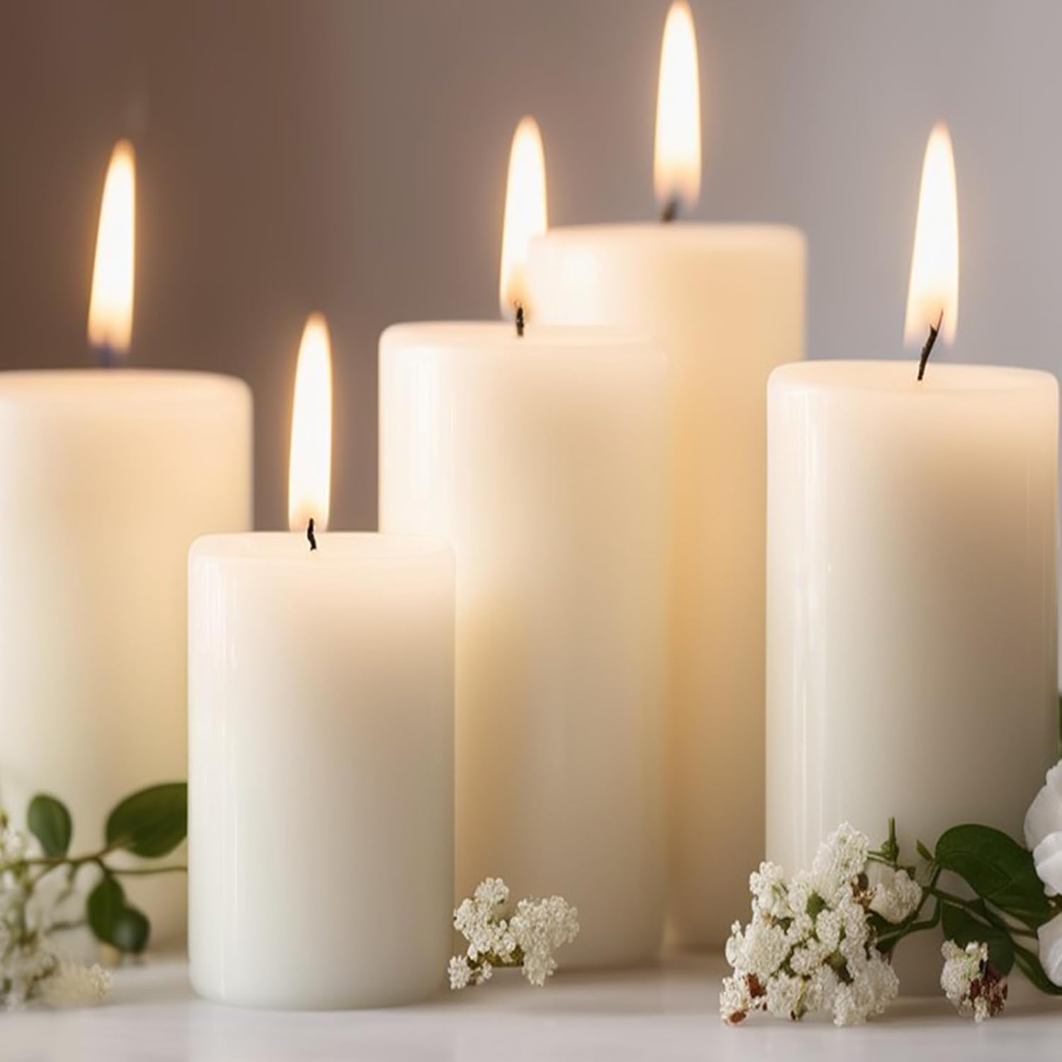 Unscented Pillar Candles Bulk Set of 6 for Any Occasion