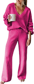 Viottiset Women's 2 Piece Knit Sweatsuit Lounge Set - Cozy Casual Fit