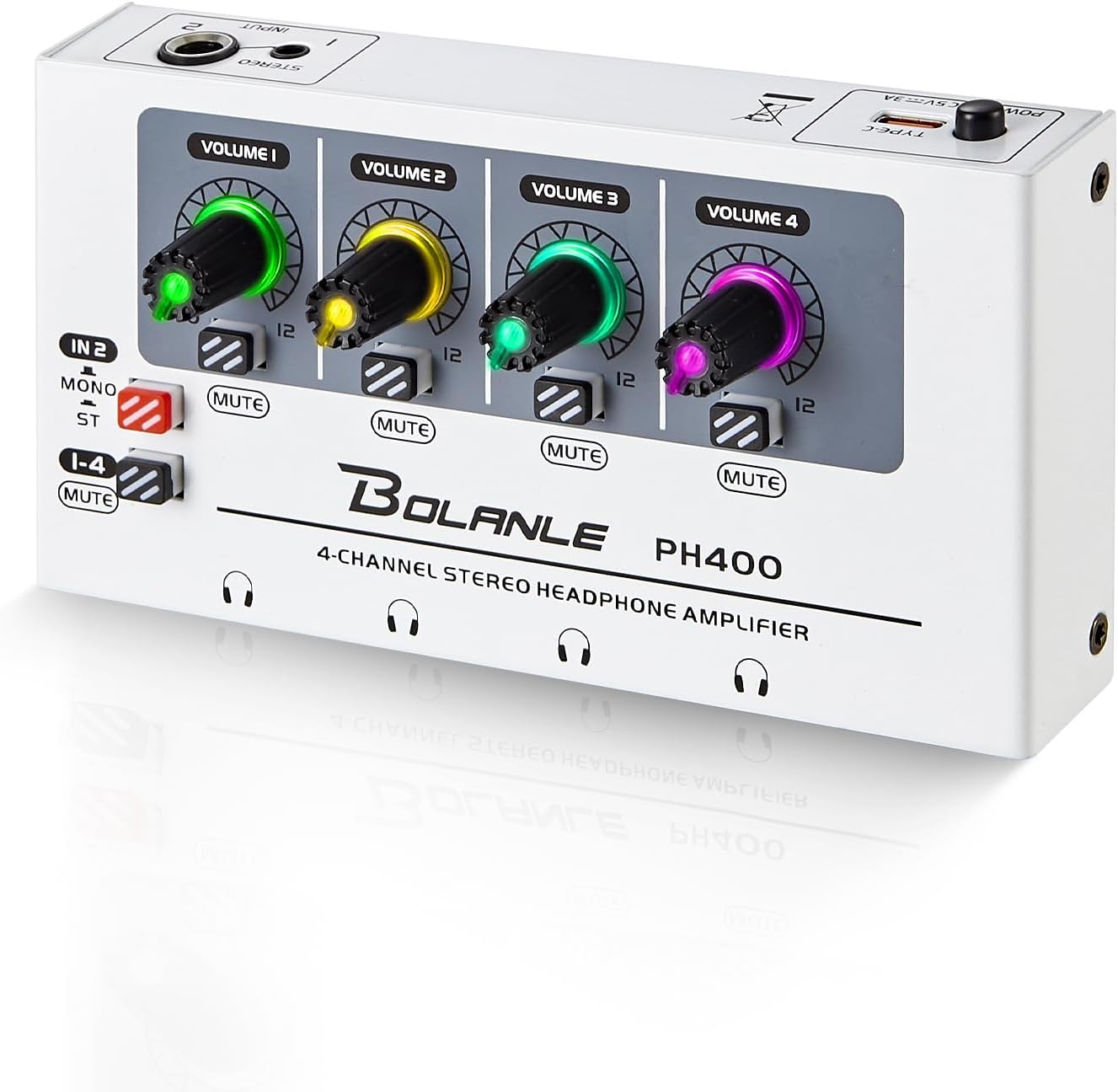 Bolanle PH400 4-Channel Headphone Amp with 8 Output Ports