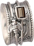 925 Sterling Silver Honey Bee Spinner Ring for Women - Abalone Inlay