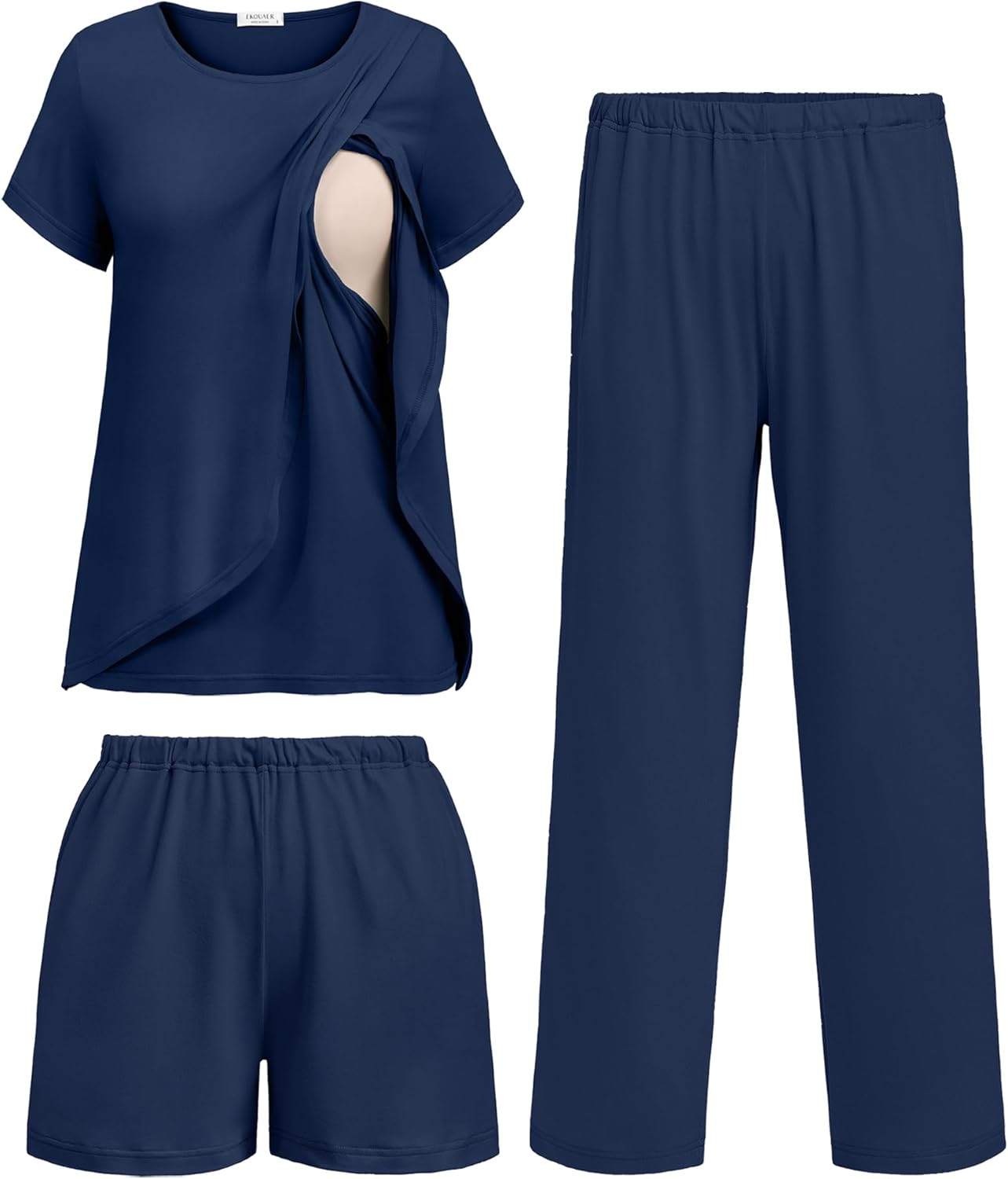 Ekouaer 3 PCS Maternity Nursing Pajamas Set for New Moms
