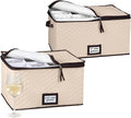 Wine Glass Storage Boxes with Dividers - Pack of 2 Protects Stemware