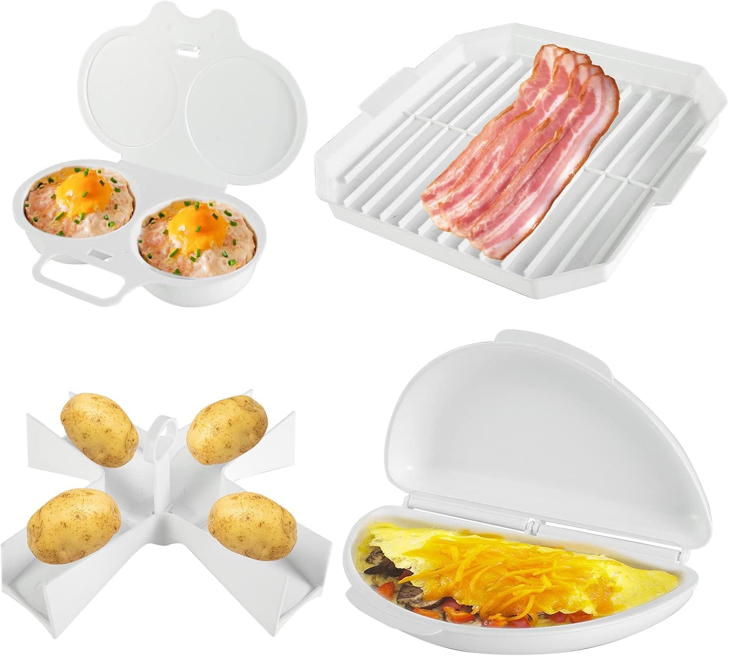 4Pcs Microwave Cooking Set - BPA Free Non-stick