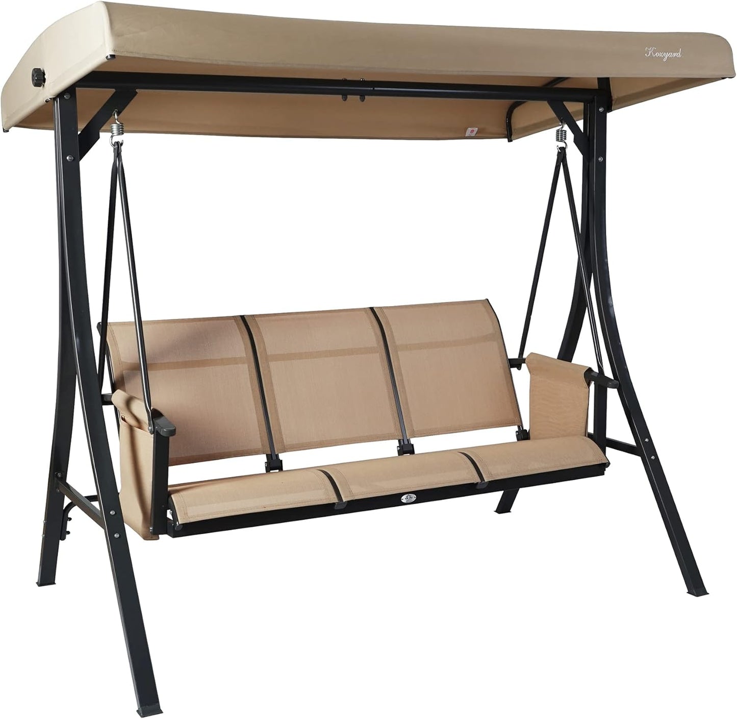 Kozyard Brenda 3-Seat Patio Swing Chair for Outdoor Relaxation