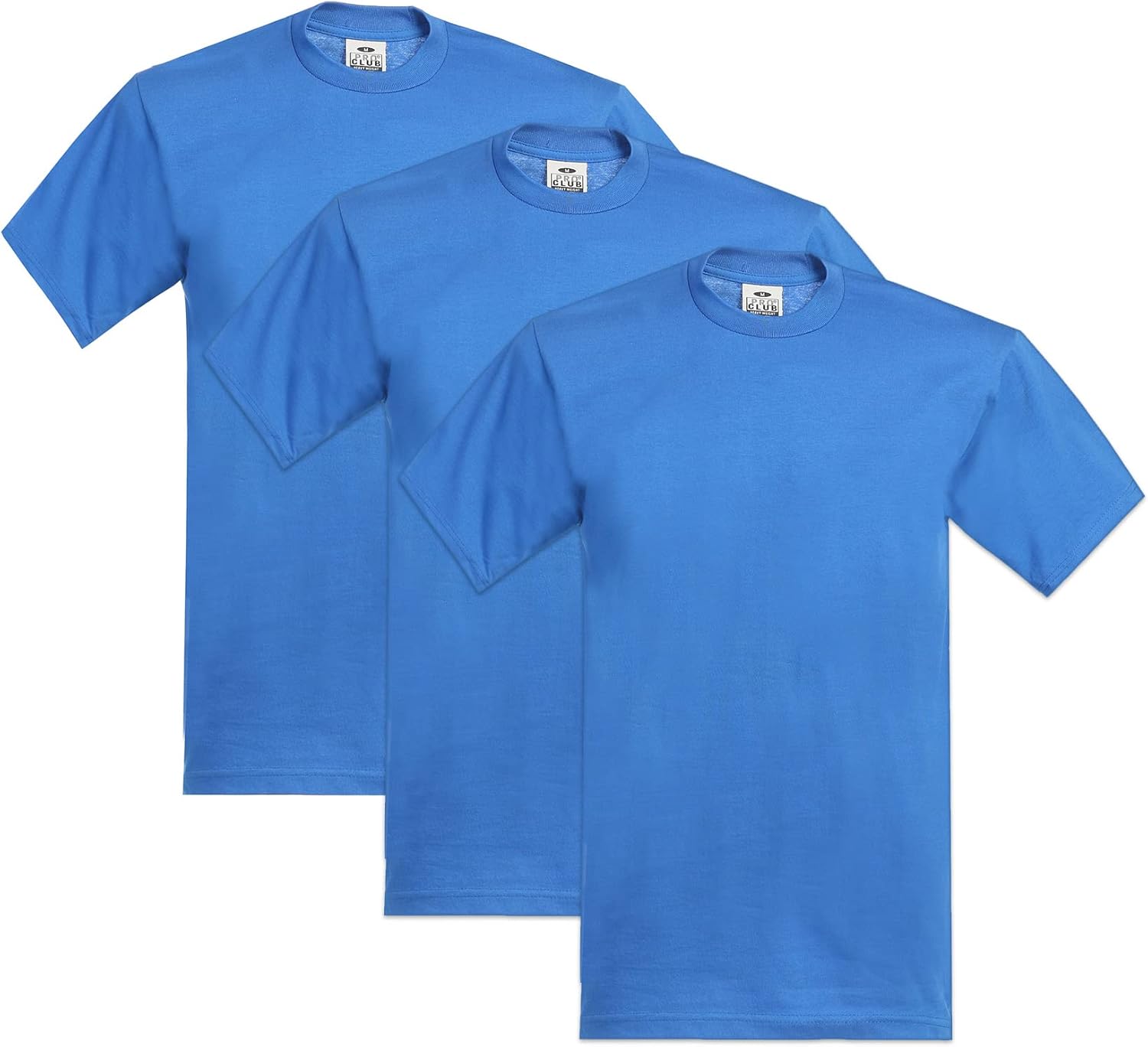 Pro Club Men's Heavyweight Cotton Crew Neck T-Shirt 3-Pack