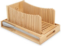 Bamboo Bread Slicer - Adjustable & Foldable - 3 Thickness Sizes - Crumb Tray - Gresta