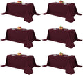 Burgundy Rectangle Table Clothes 6 Pack - Reusable Washable Elegance