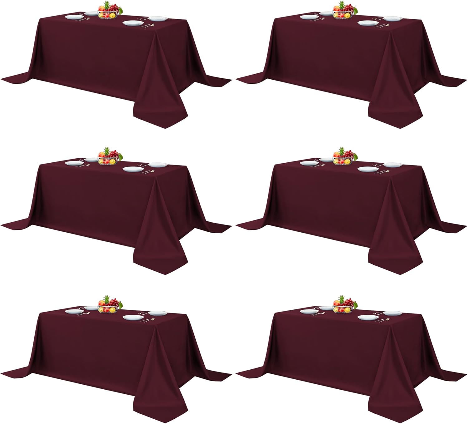 Fitable Burgundy Rectangle Table Clothes for Elegant Events