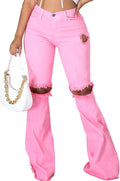 Bell Bottom Jeans for Women Skinny Flared Elastic High Waist