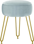 Velvet Round Footrest Stool Ottoman - Compact Velvet Vanity Seat