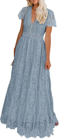 MEROKEETY Lace Maxi Dress - Elegant Bridesmaid Beauty