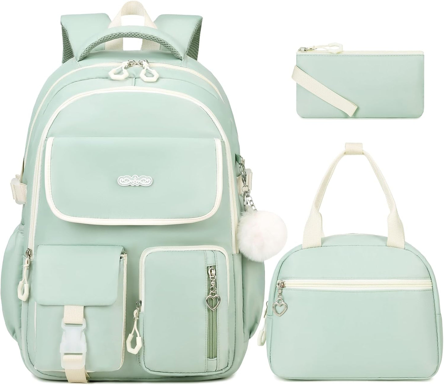 Backpacks for Girls 3PCS Set with Lunch Box and Pencil Pouch