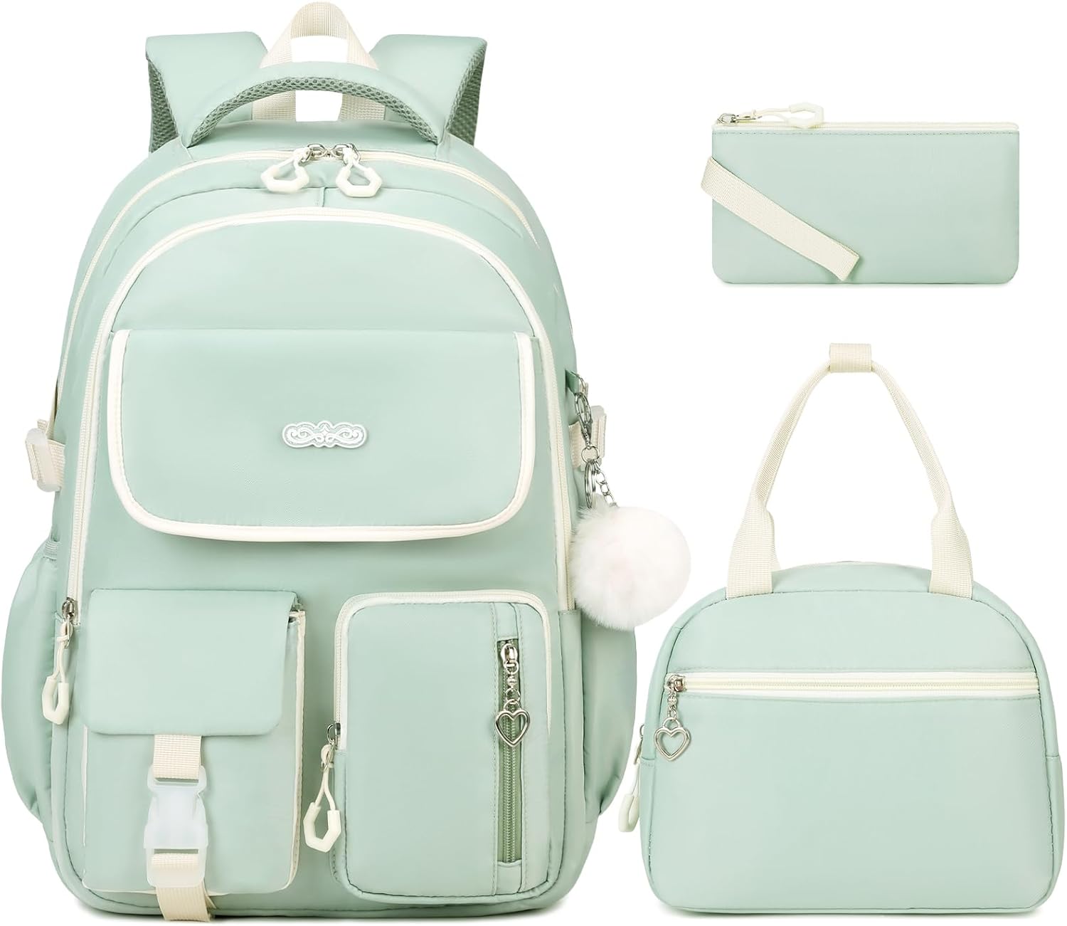 Backpacks for Girls 3PCS Set with Lunch Box and Pencil Pouch